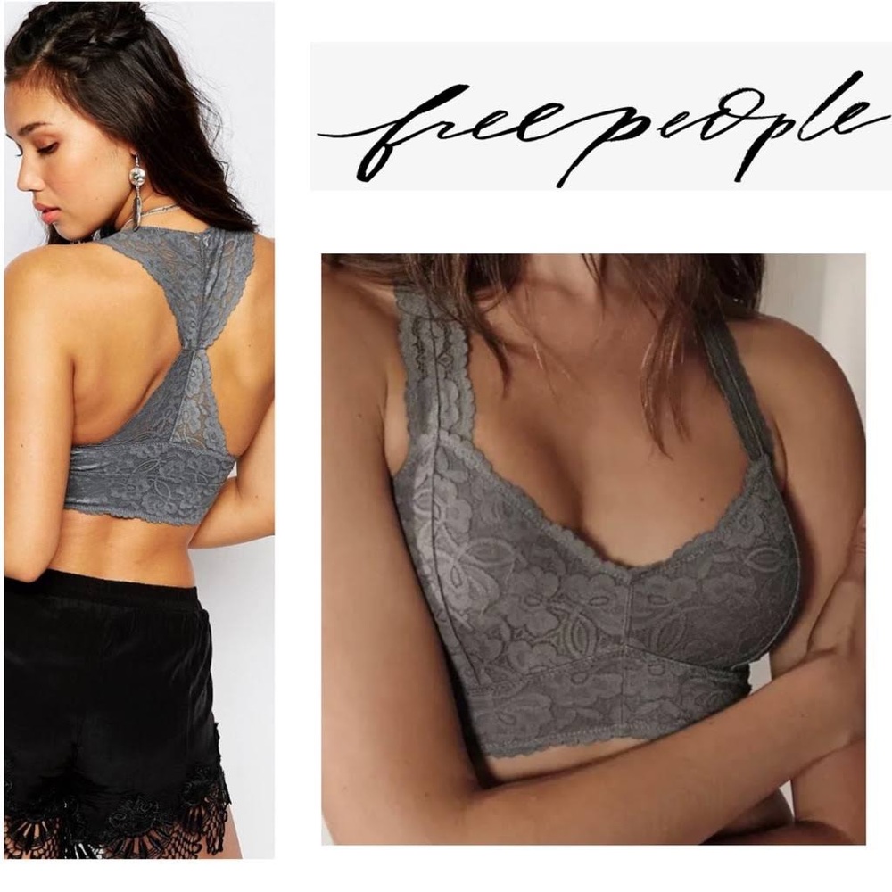 Free People | Intimately Galloon Racerback Lace Bralette Sweetheart Neck Gray